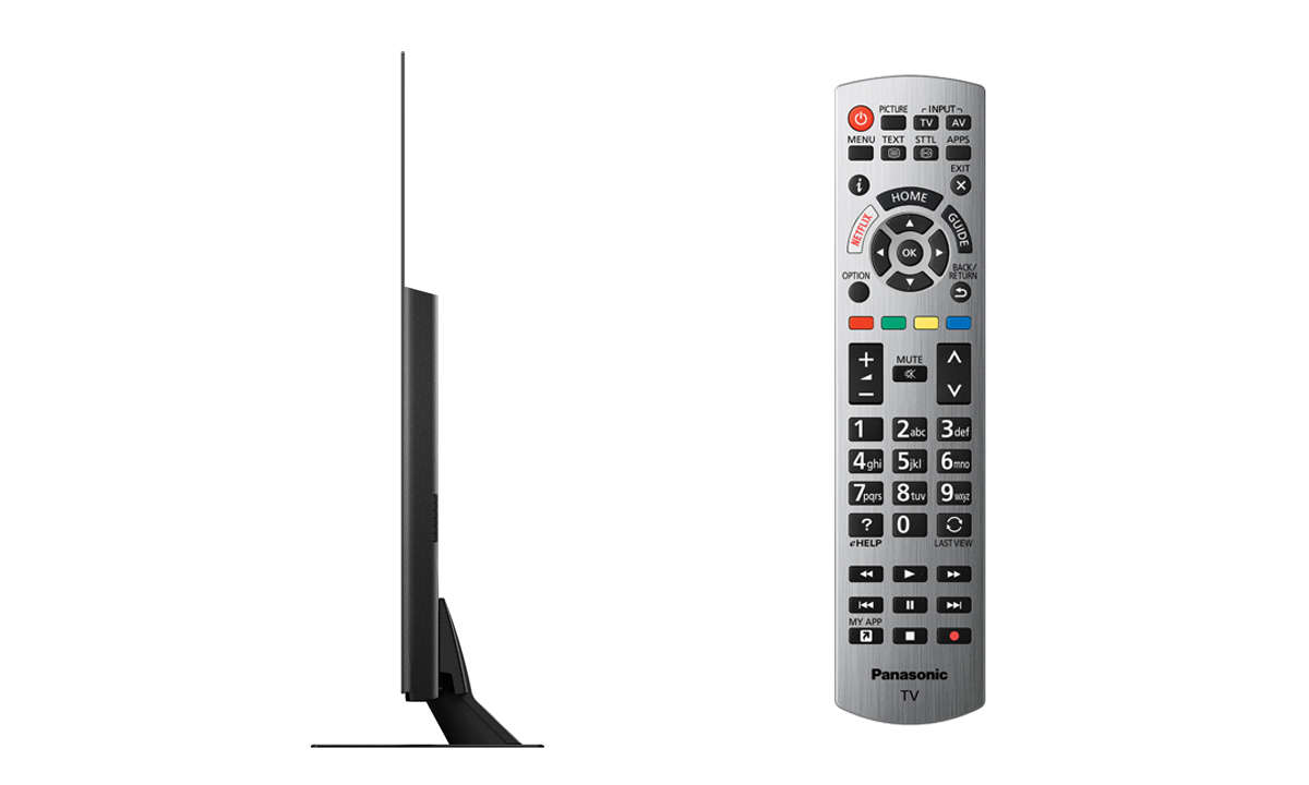 Panasonic TX-65GZW954 im Test - Seitenansicht & FB