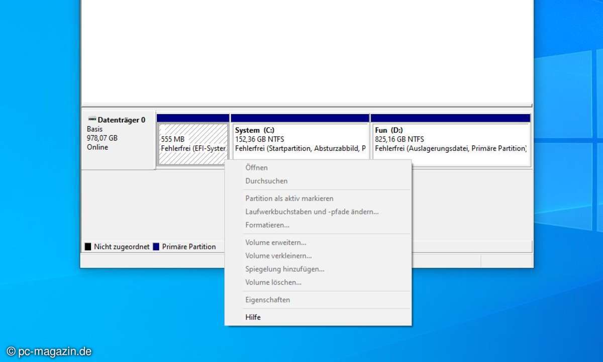 EFI-Systempartition und mehr: Laufwerksbuchstabe entfernen