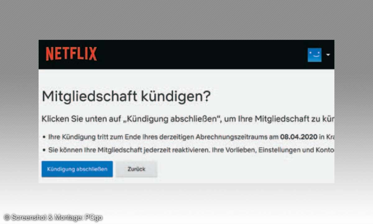 Videostreaming-Dienste im Vergleich - Screenshot Netflix kündigen