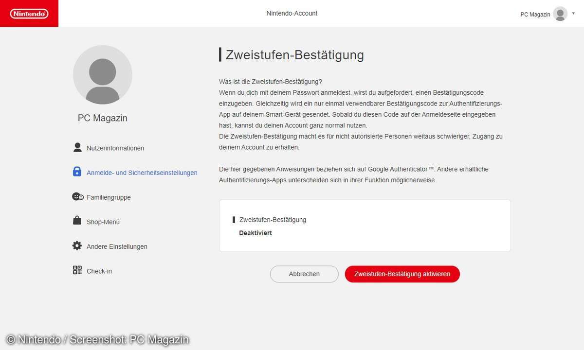 nintendo account zweistufen bestaetigung