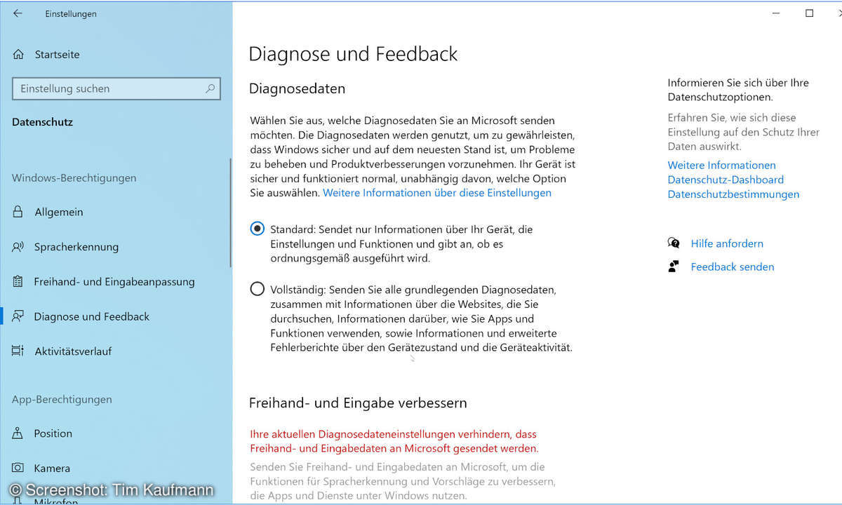 Windows Einstellungen Diagnose