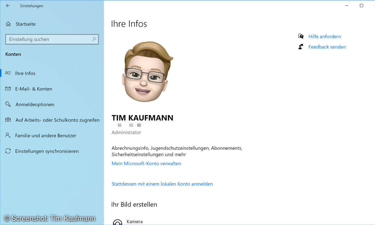 Windows Einstellungen Lokales Benutzerkonto