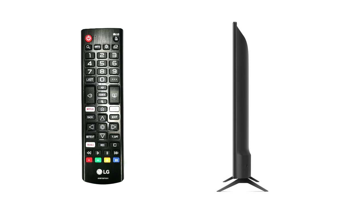 LG 55UM71007LB im Test - Fernbedienung & Seitenansicht
