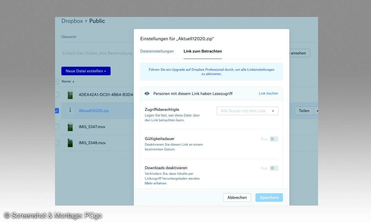 Sicherheitstest Cloud-Dienst: Dropbox Screenshot