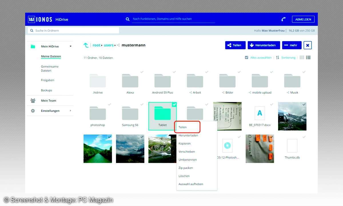 Business-Cloud-Dienst: Ionos HiDrive