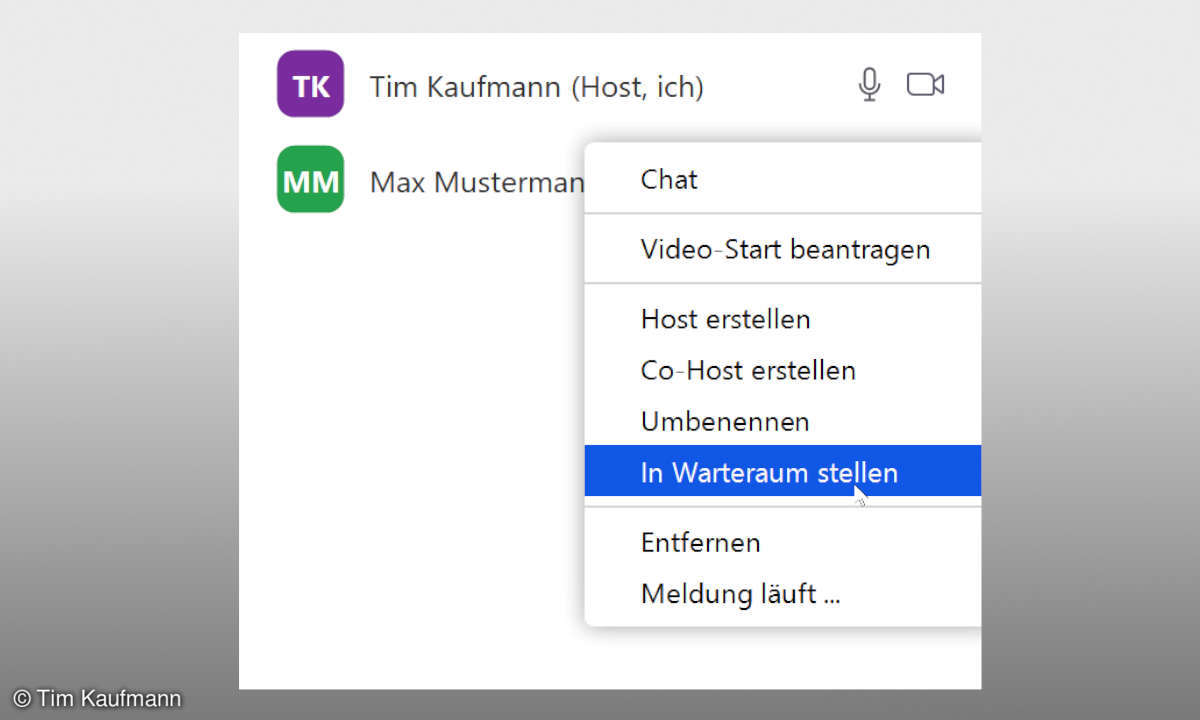 Zoom Sicherheit Warteraum