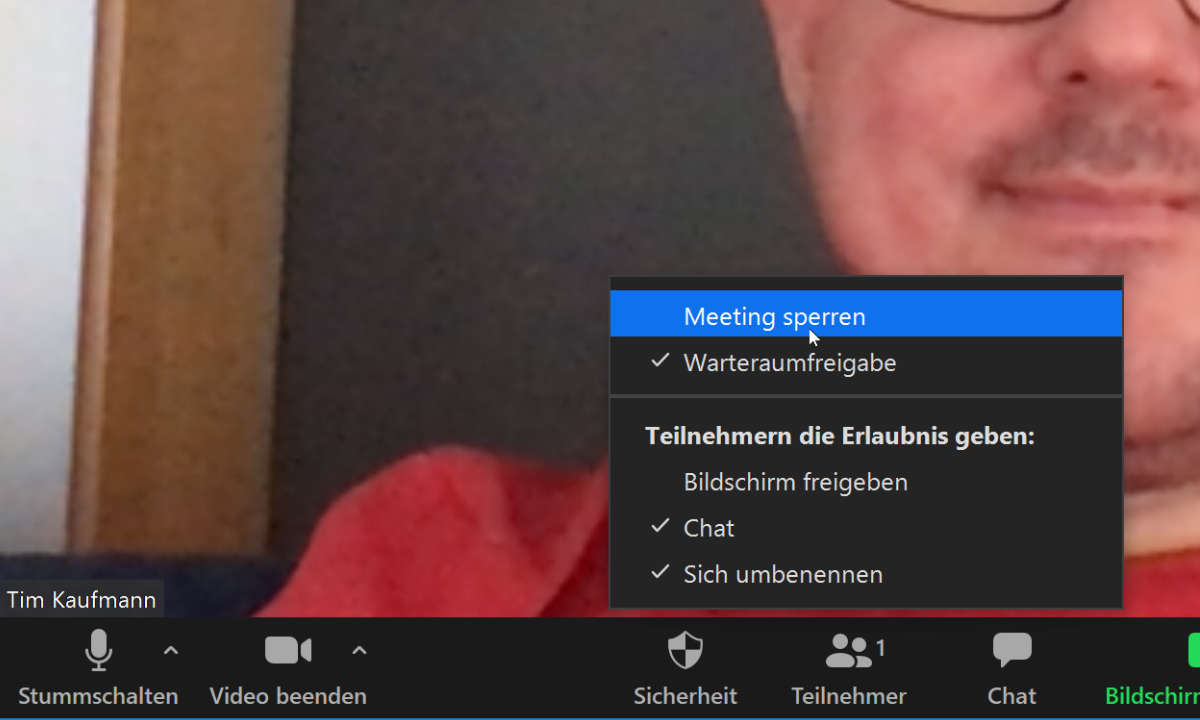 Zoom Sicherheit Meeting sperren