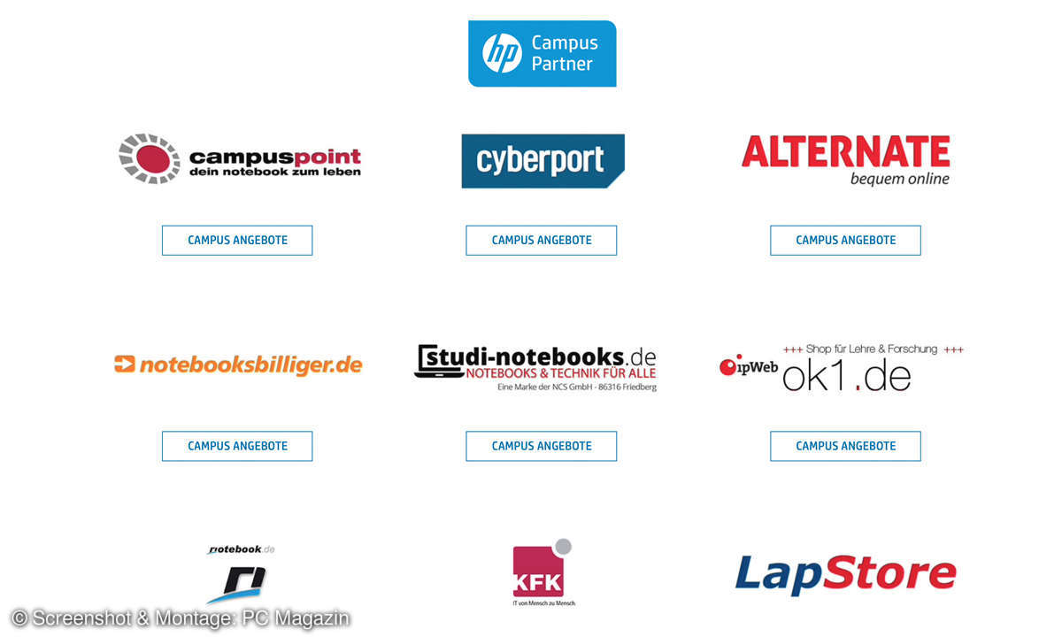 Notebooks zum Lernen: HP Campus Angebote Screenshot
