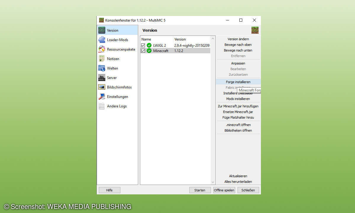 Minecraft MultiMC Forge installieren