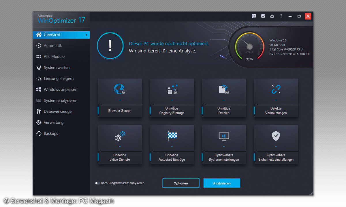 8 System-Tools für Windows im Vergleich - Ashampoo