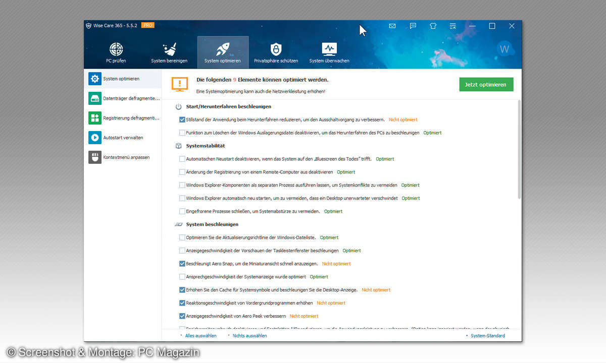 8 System-Tools für Windows im Vergleich - So testen wir - Wisecleaner Screenshot