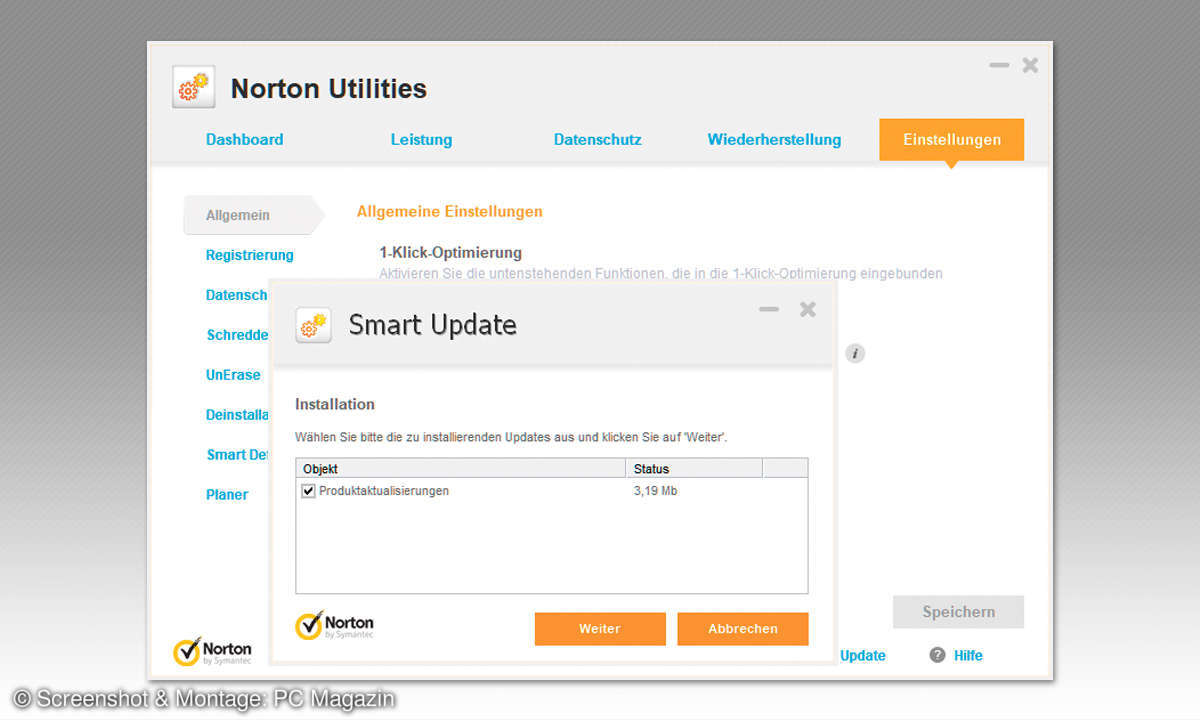 8 System-Tools für Windows im Vergleich - Symantec Screenshot