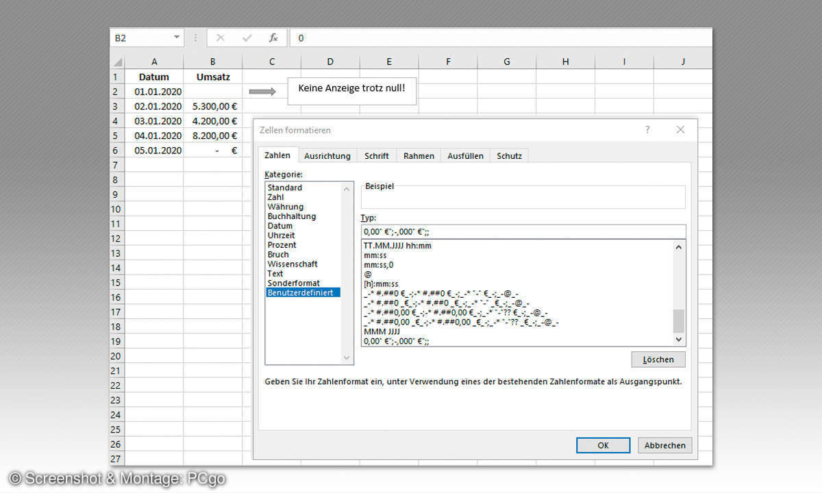 Excel-Funktionen: Tipp 1. Wie wird die Anzeige von Null unterdrückt?