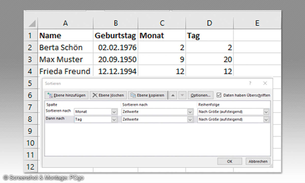 Excel-Funktionen: 4. Wie erstelle ich eine Geburtstagsliste?