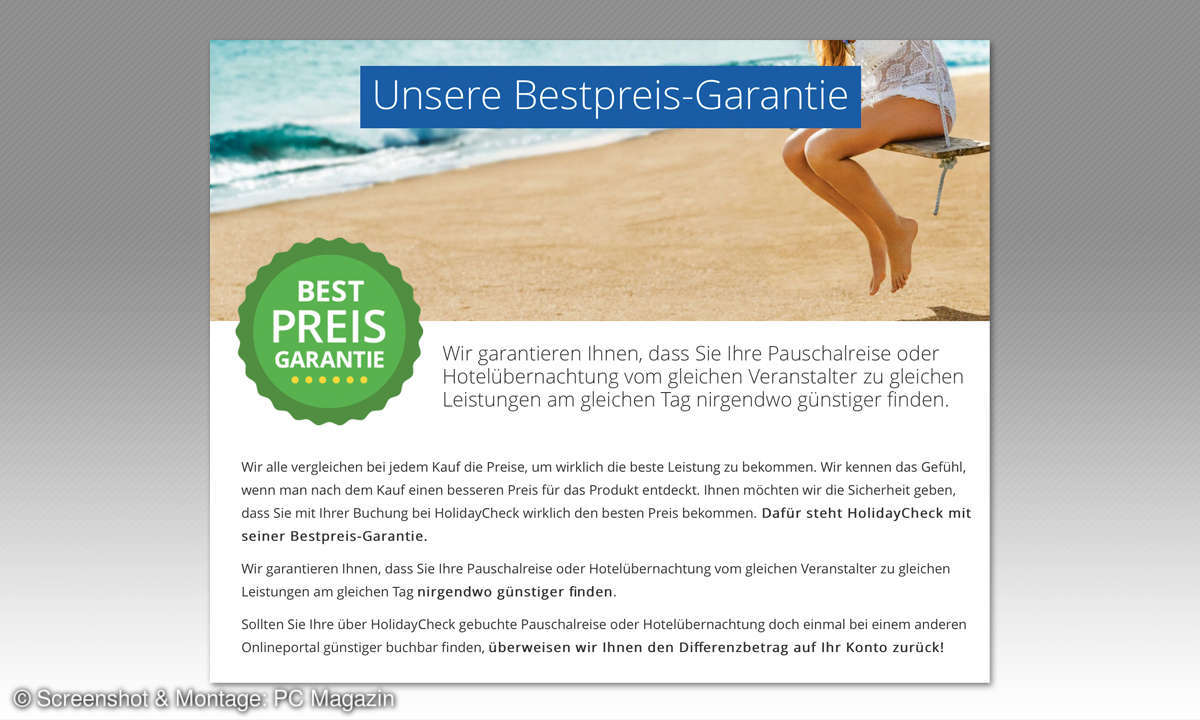 Online-Reiseportale im Vergleich: Wer bietet den besten Service? - Bestpreisgarantie Screenshot