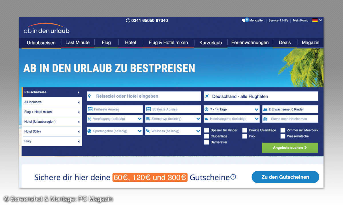 Online-Reiseportale im Vergleich: Wer bietet den besten Service? - Ab-in-den-Urlaub Screenshot