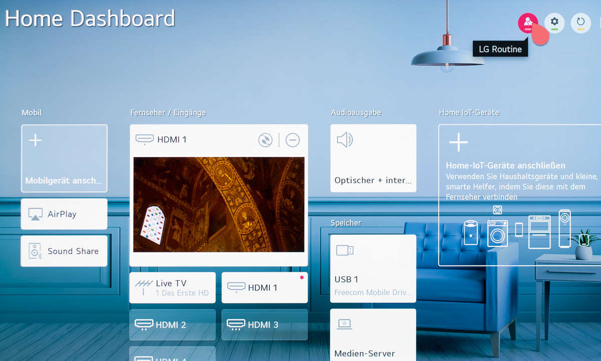 LG OLED65CX9LA im Test - Screenshot - Dashboard