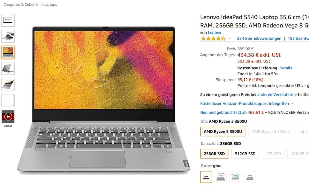 Lenovo S540: Notebook-Angebot bei Amazon