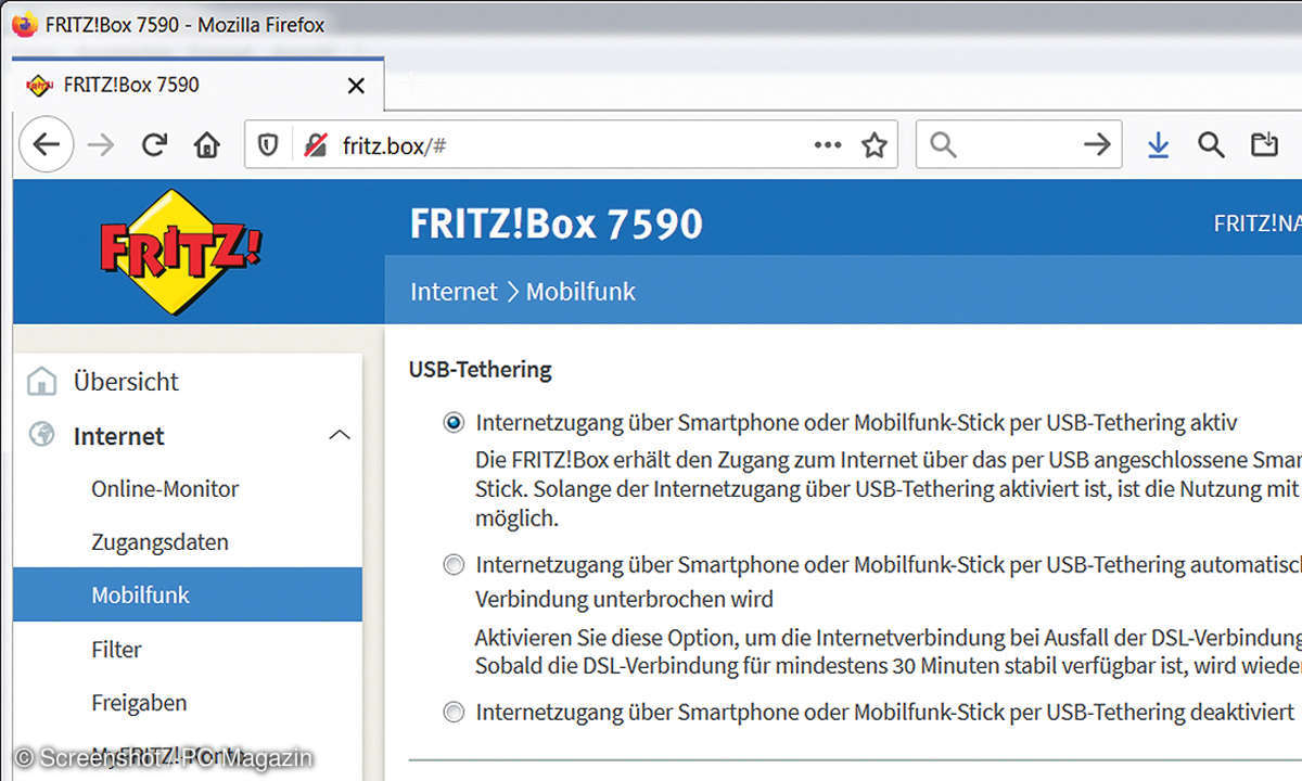 fritzbox usb tethering