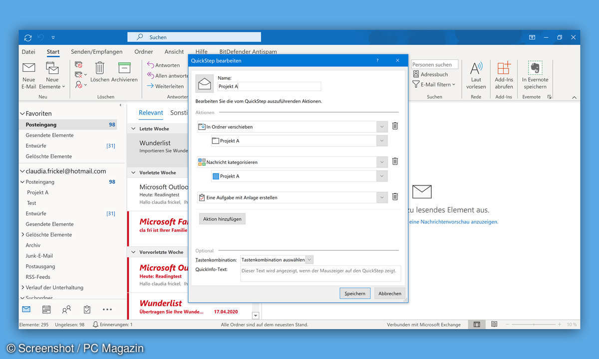 outlook quickstep erstellen