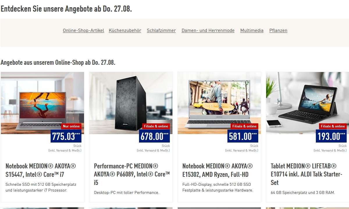 Wir schauen auf aktuelle Aldi-Angebote für einen PC und Notebooks.