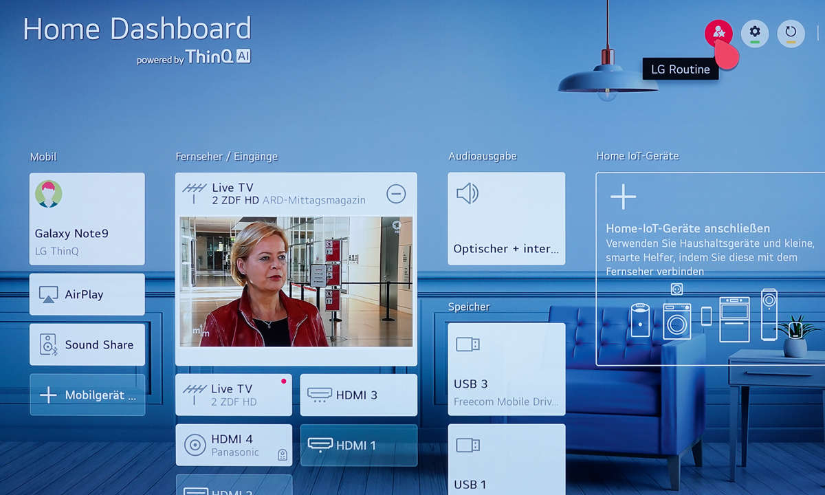 LG OLED65BX9LB im Test - Screenshot Home Dashboard