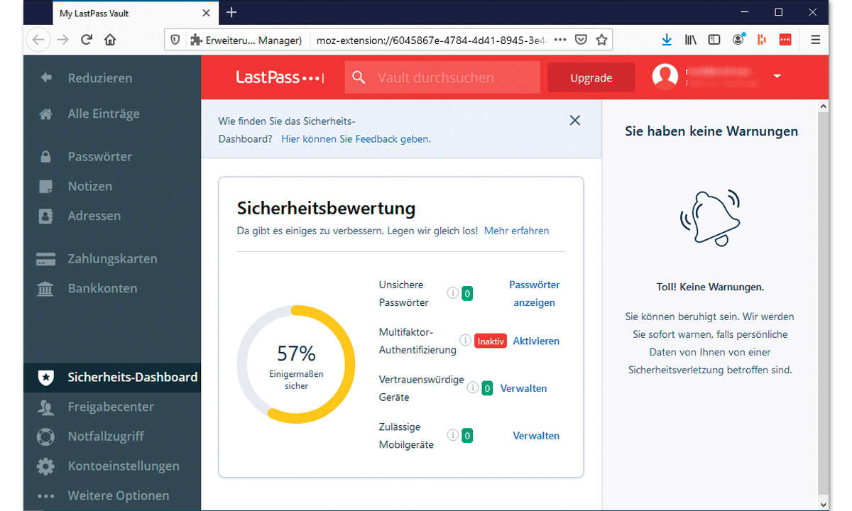 Passwort-Manager im Vergleich: Screenshot Lastpass