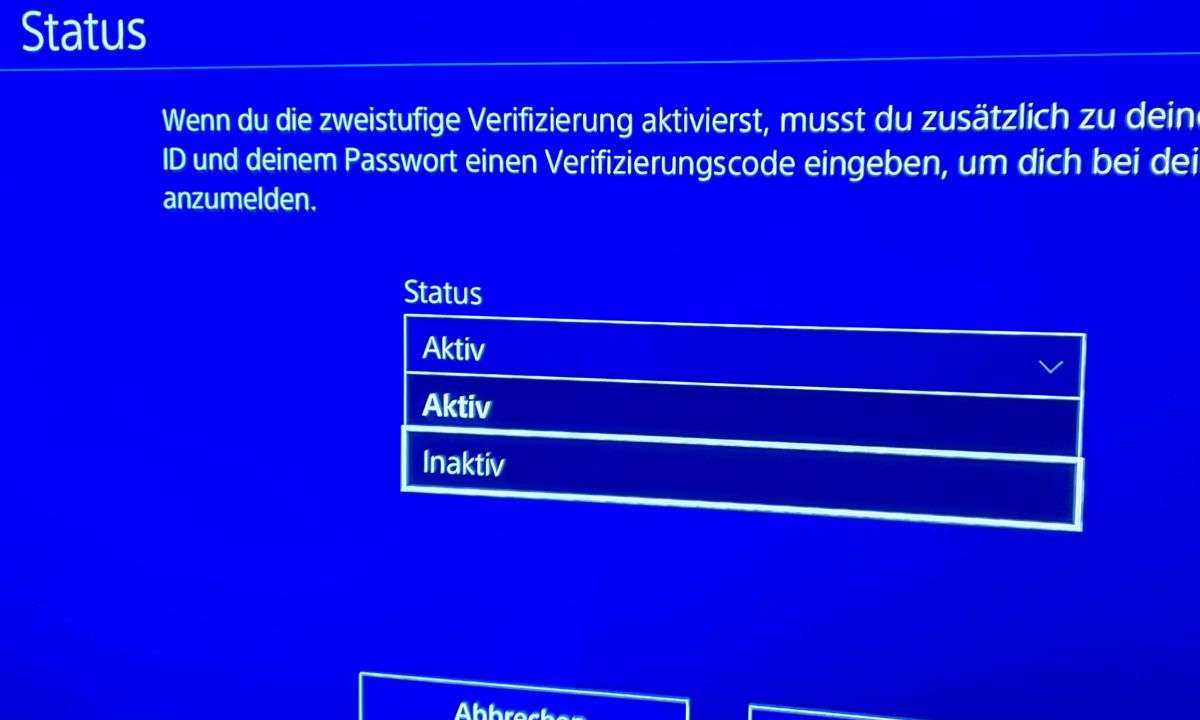 2FA deaktivieren Sie auf der PS4 im selben Menü wie zuvor.