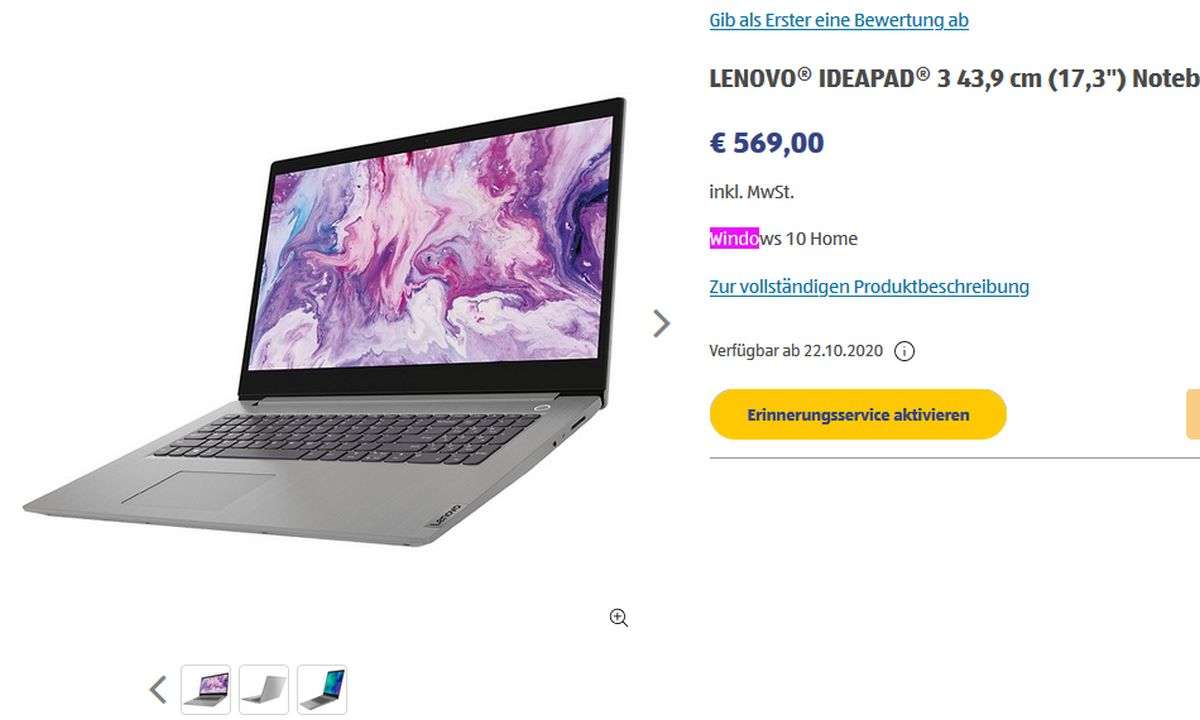 Das Lenovo Ideapad 3 bei Aldi Süd im Schnäppchen-Check