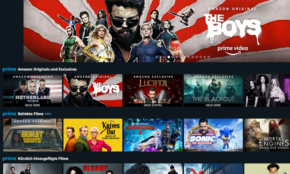 Prime Video Homescreen mit The Boys