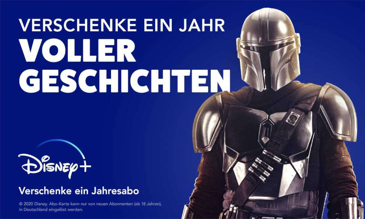 Disney Plus Jahresabo mit Bild von Mando aus