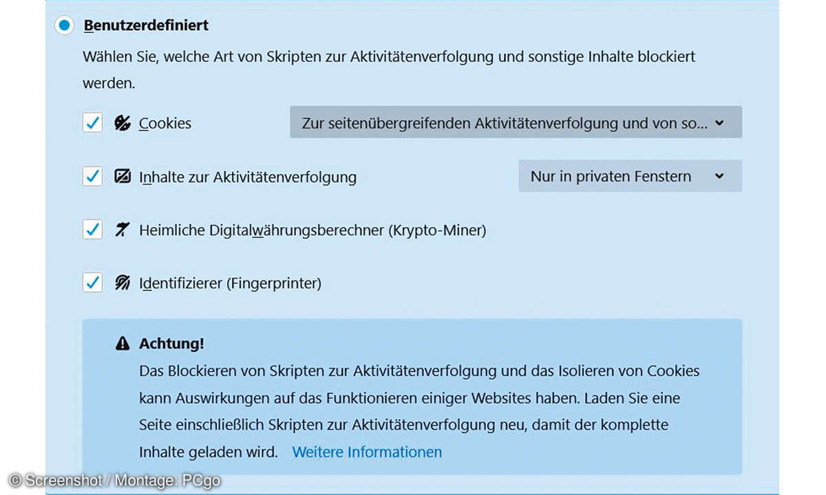 Cookies: Definition, Gefahren, Einstellungen - einfach erklärt! - Screenshot Firefox Cookies Einstellungen