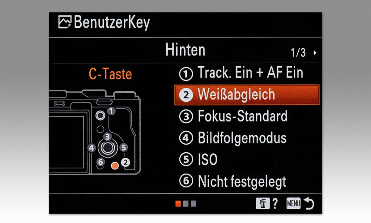 Sony A7C im Test - Funktionstaste Einstellungen Screenshot