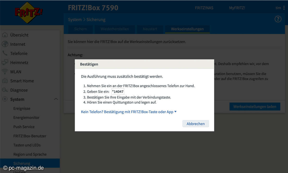 Fritzbox auf Werkseinstellungen zurücksetzen