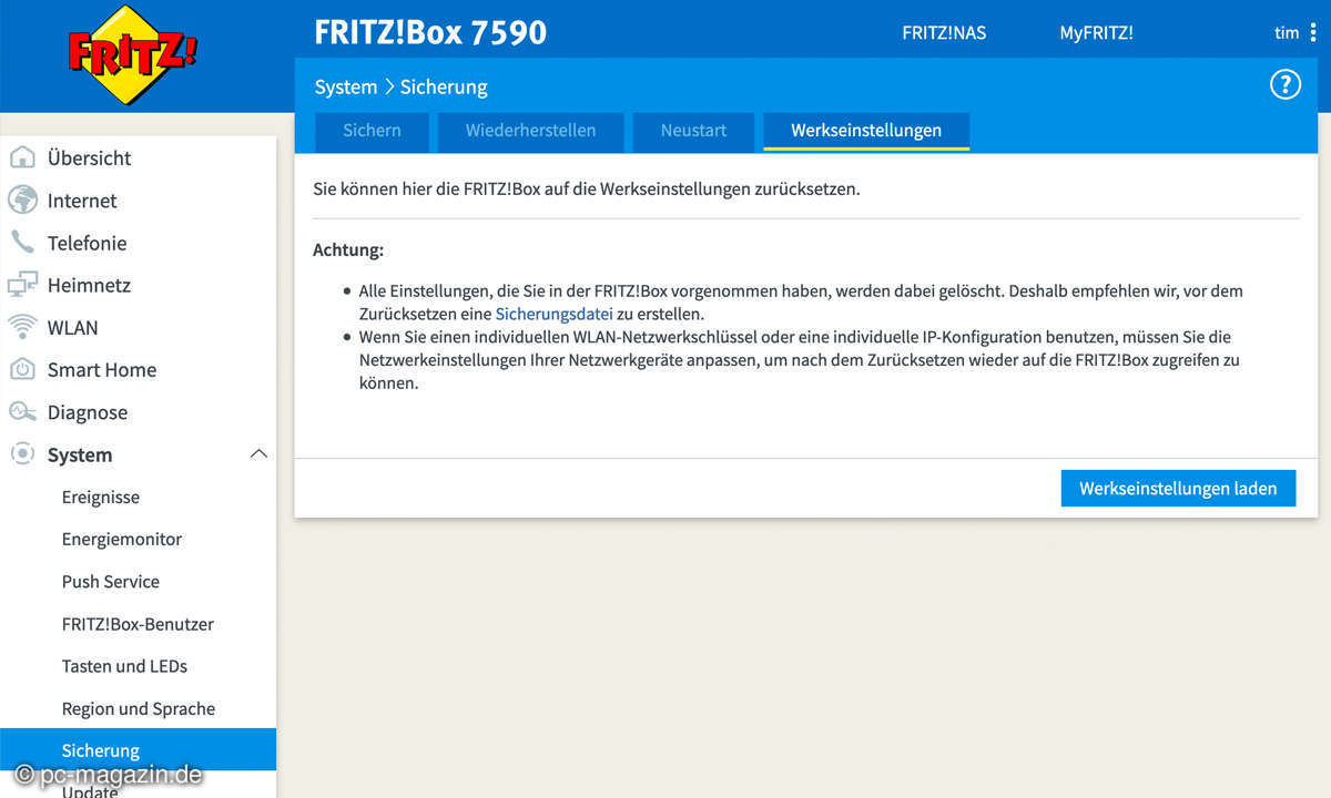 Fritzbox auf Werkseinstellungen zurücksetzen