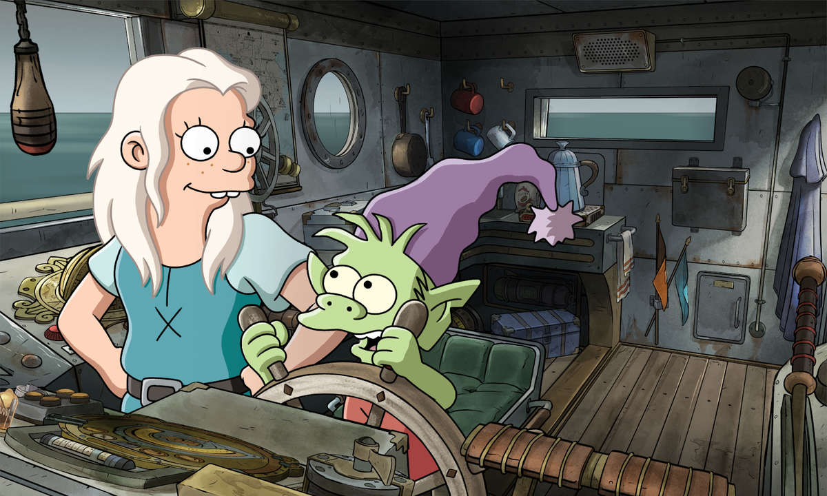 Disenchantment S3 Bean und Elfo steuern ein Boot