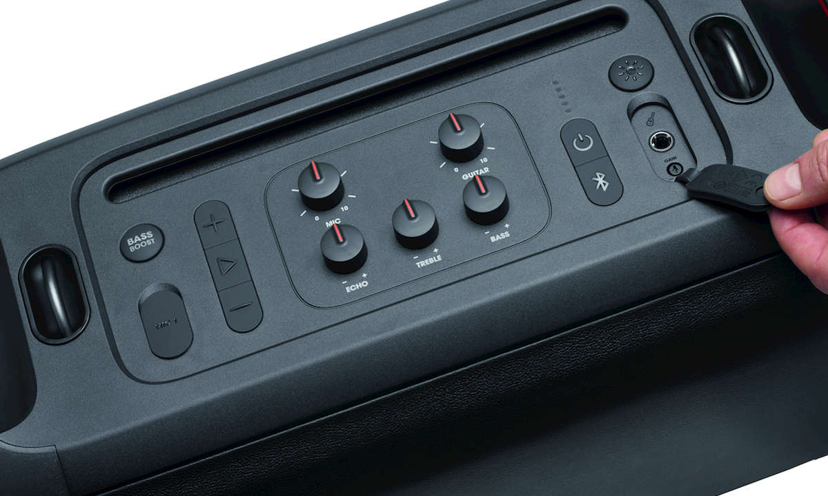 JBL Partybox on the go - Tasten und Anschlüsse