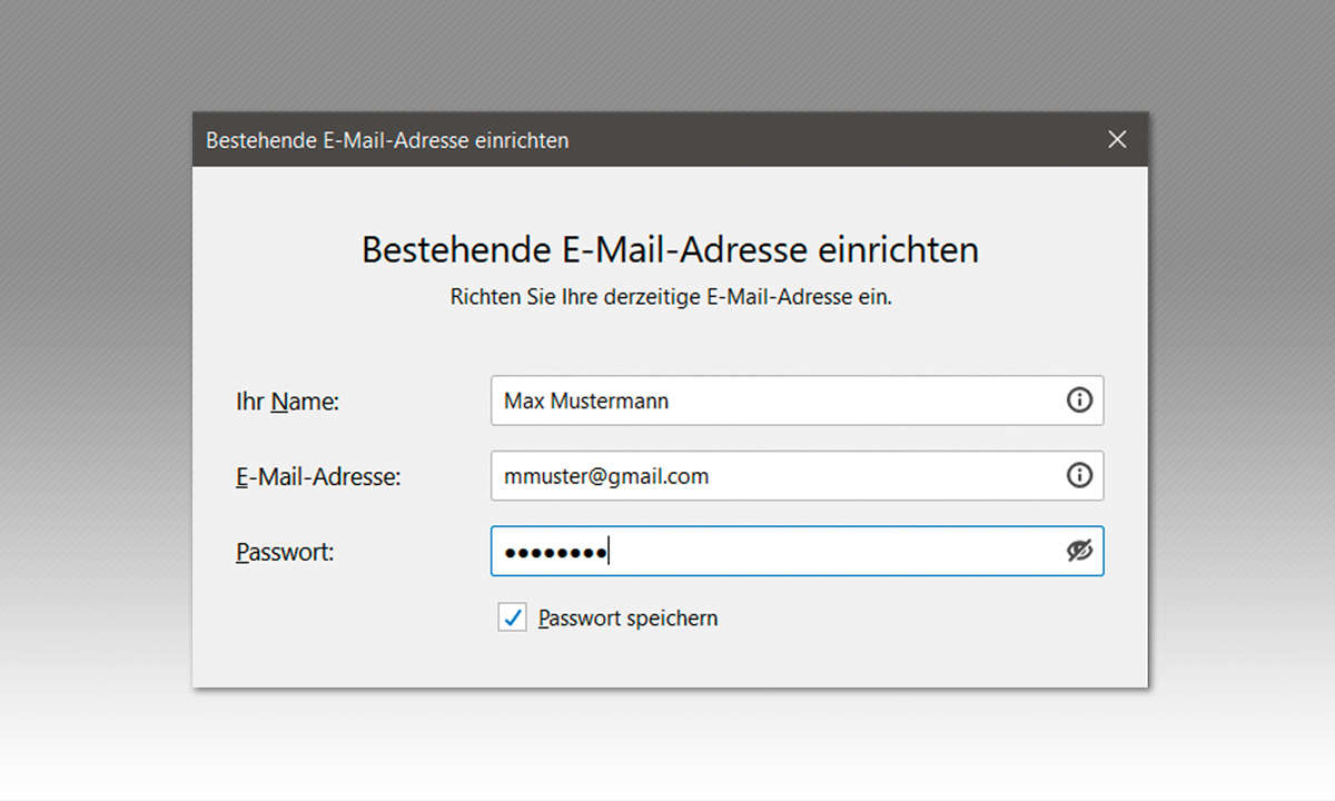 E-Mail-Postfach eifach umziehen: Screenshot Konto in Thunderbird