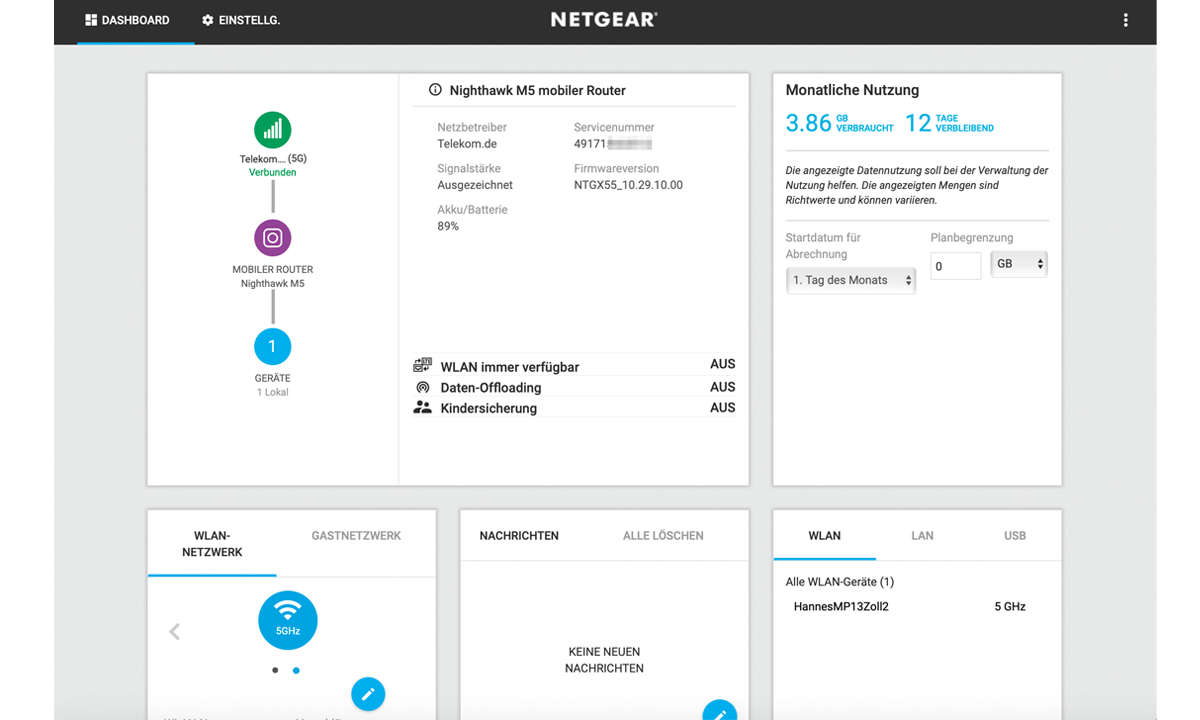 Netgear Nighthawk M5 im Test: Screenshot