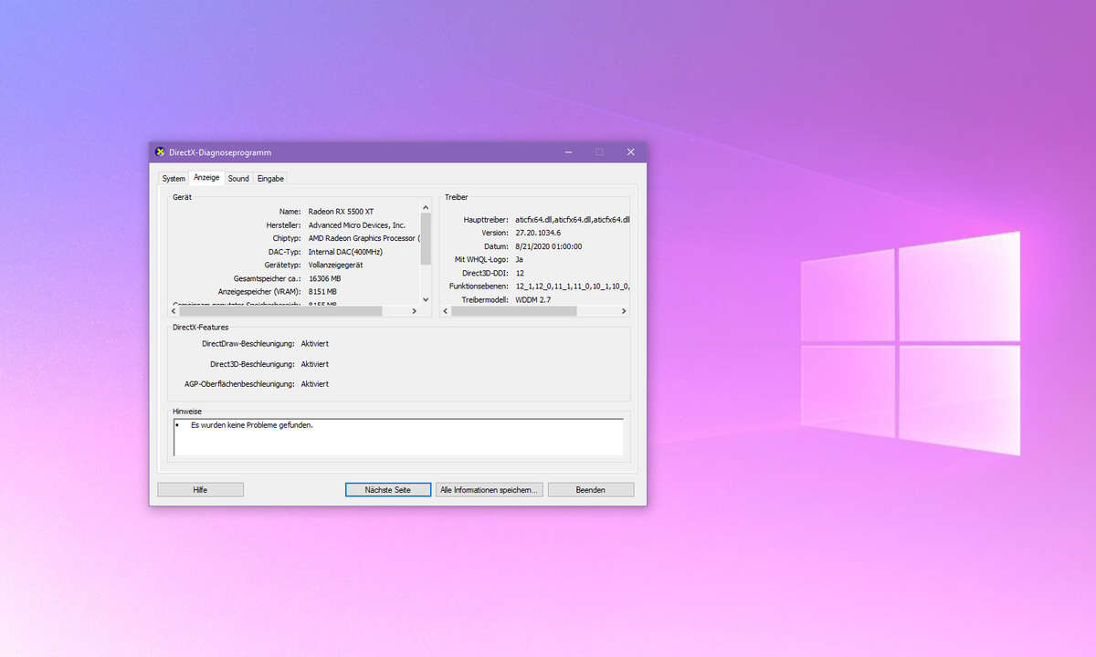DirectX-Diagnosetool DxDiag