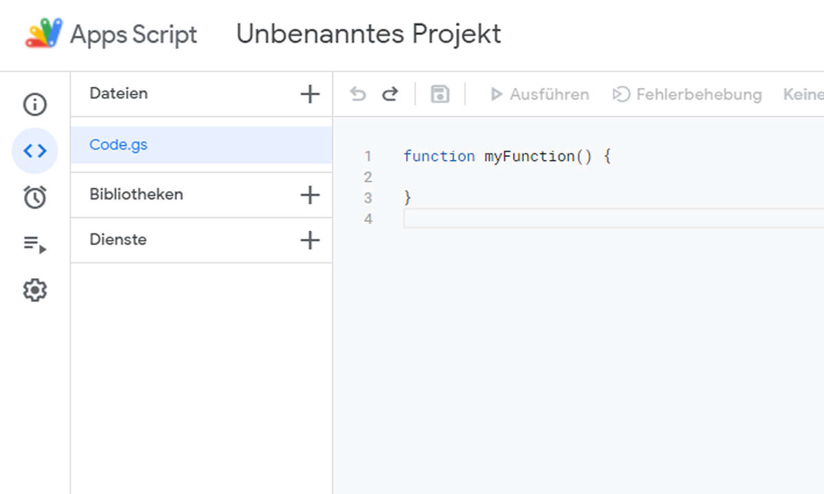 Hier erstellen wir das Skript ImportJSON.gs, damit wir unsere Tabelle für gängige Datenschnittstellen rüsten.