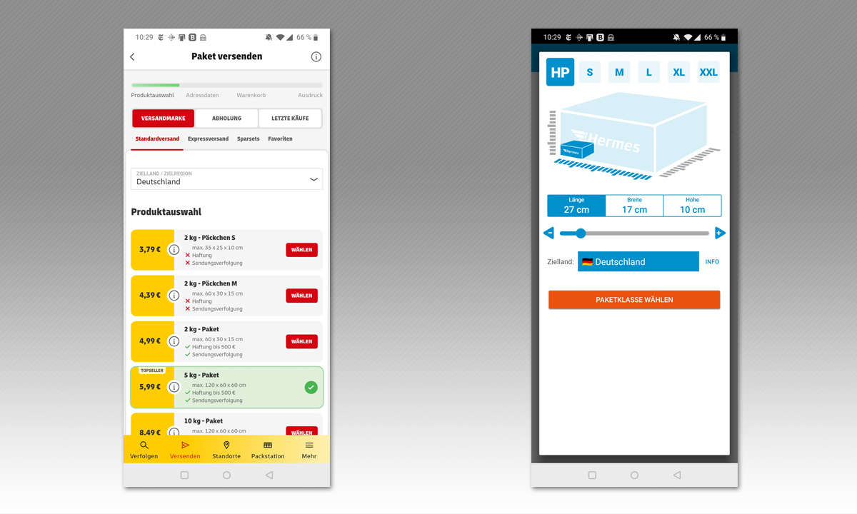 6 Paketdienst-Apps im Vergleichstest: DHL & Hermes Screenshots