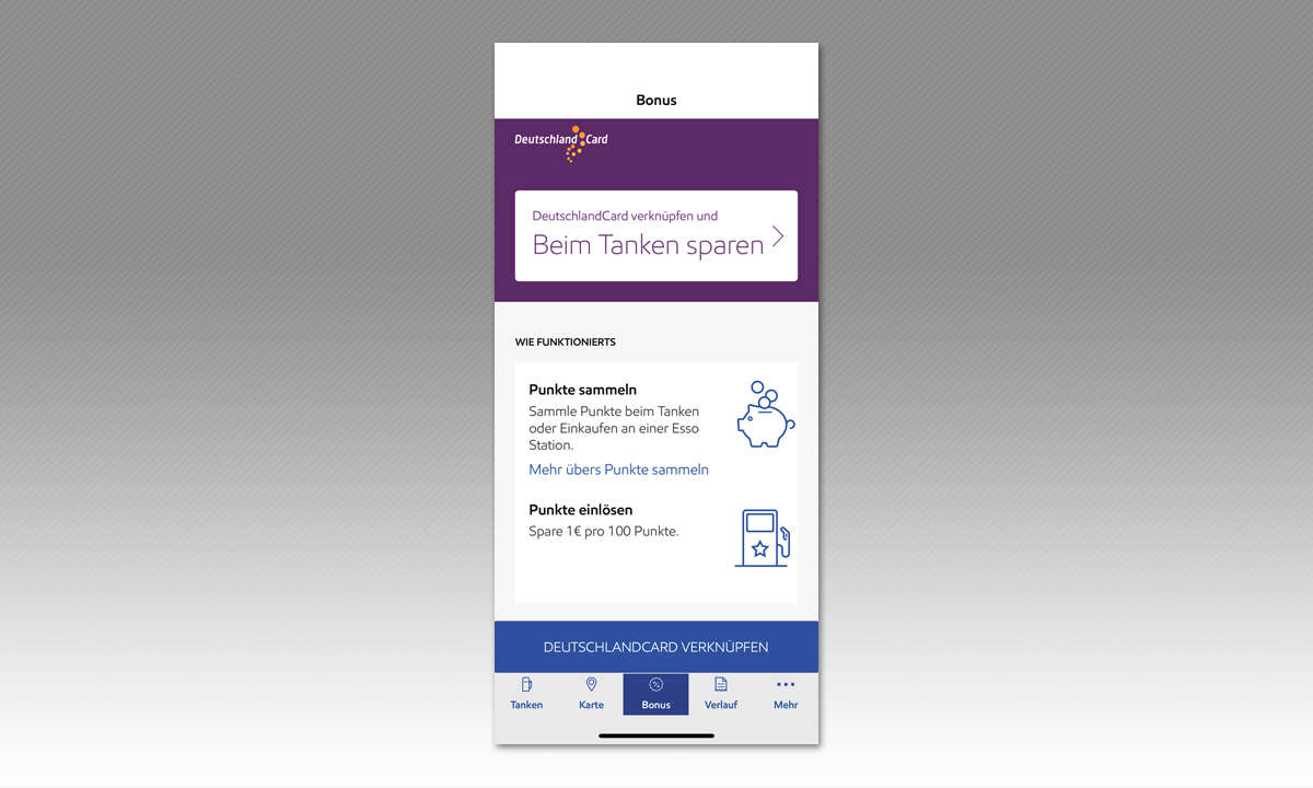 Tank-Apps: Screenshot Esso Pay