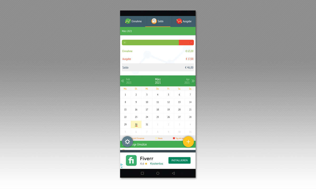 Haushaltsbuch-Apps im Test: Screenshot Ausgabenmanager