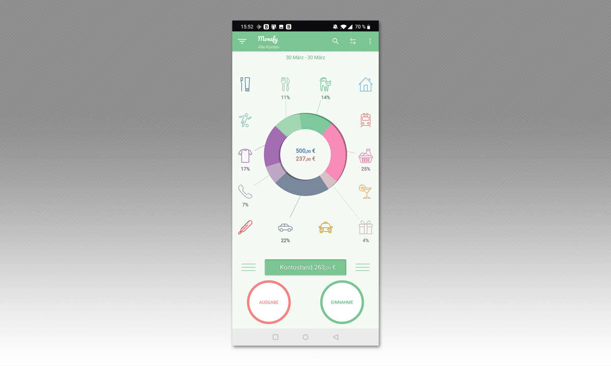 Haushaltsbuch-Apps im Test: Screenshot Monefy