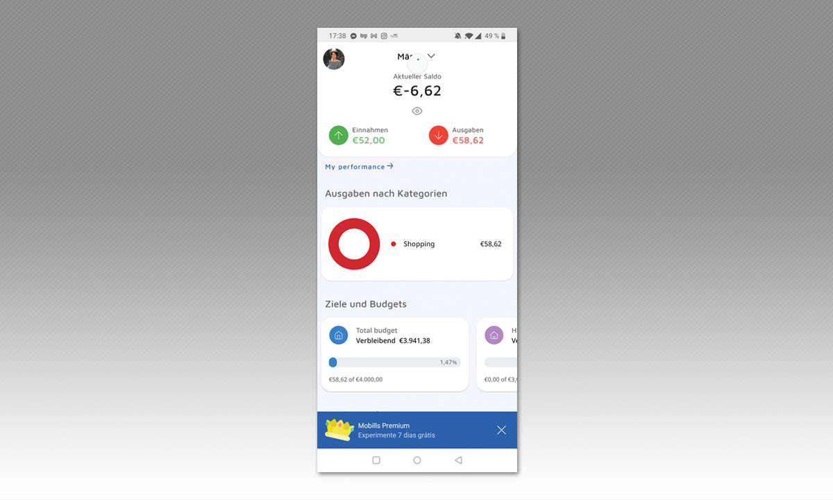 Haushaltsbuch-Apps im Test: Screenshot Mobillis