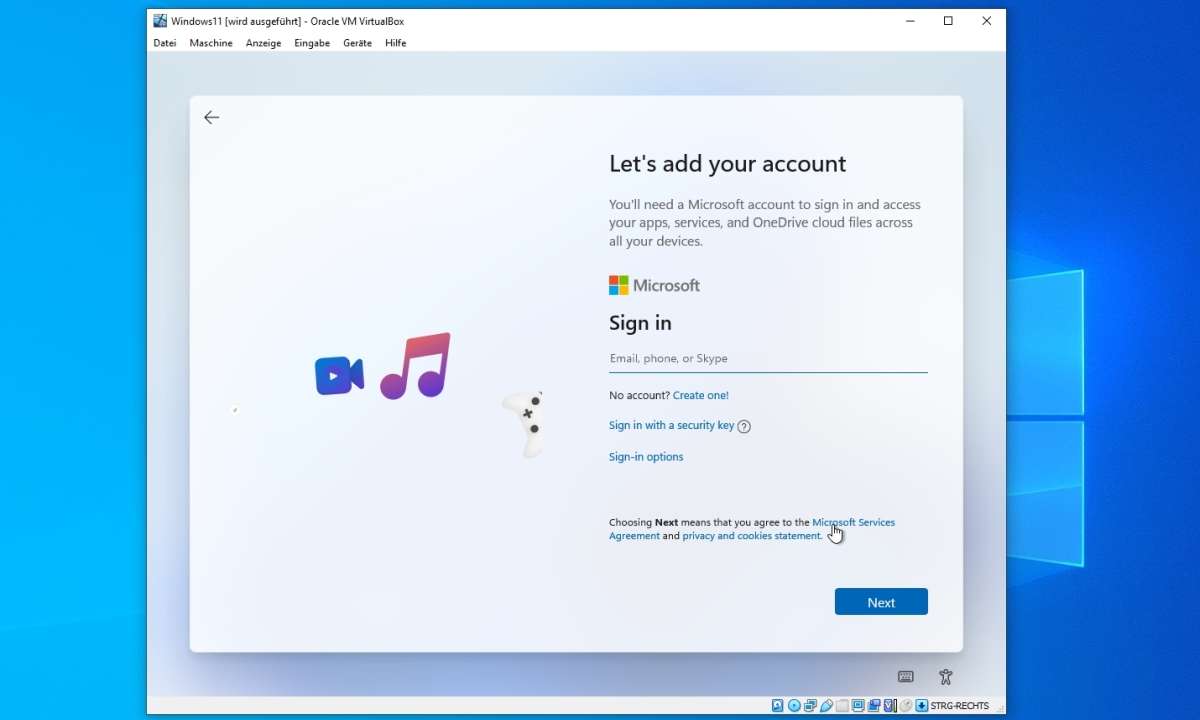 Die Einrichtung von Windows 11 wurde optisch angepasst, entspricht aber der von Windows 10. Ebenso wie beim Vorgänger wird ein Microsoft-Konto benötigt.