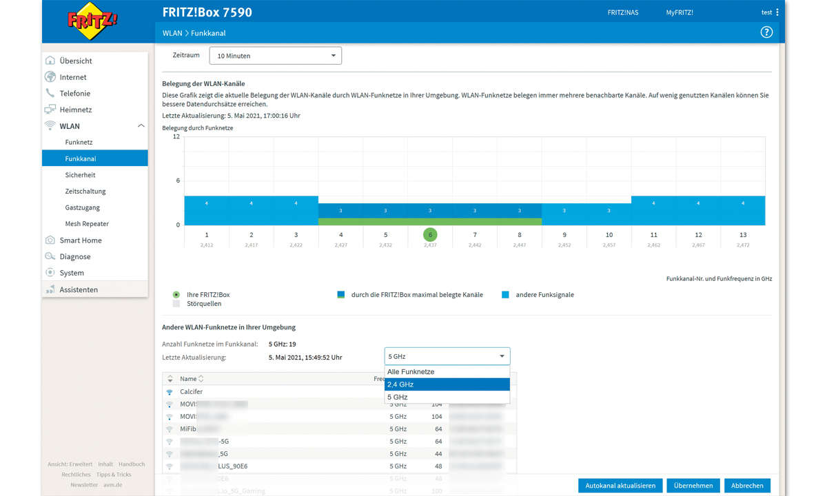 Fritzbox Update 2021: Nachbar-WLANs filtern Screenshot