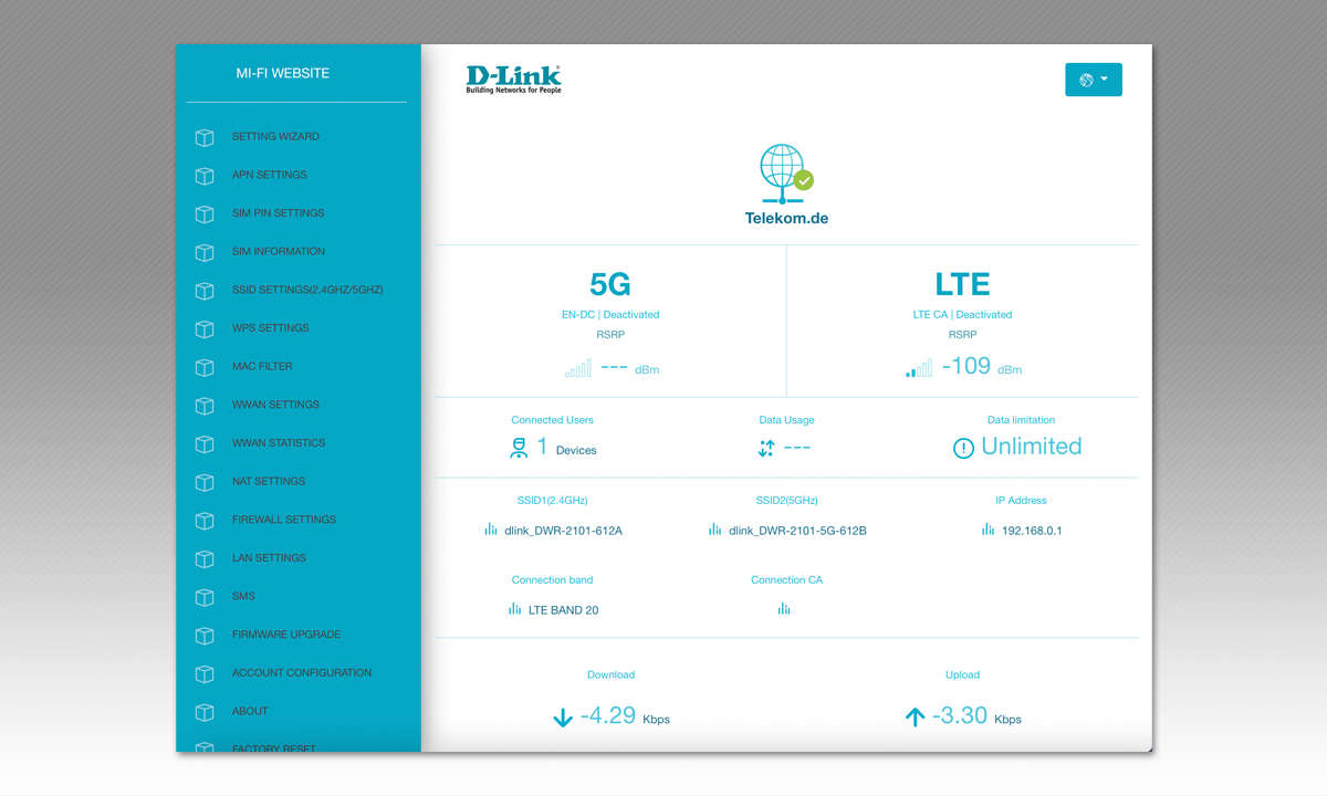D-Link DWR-2101 im Test - Screenshot Web