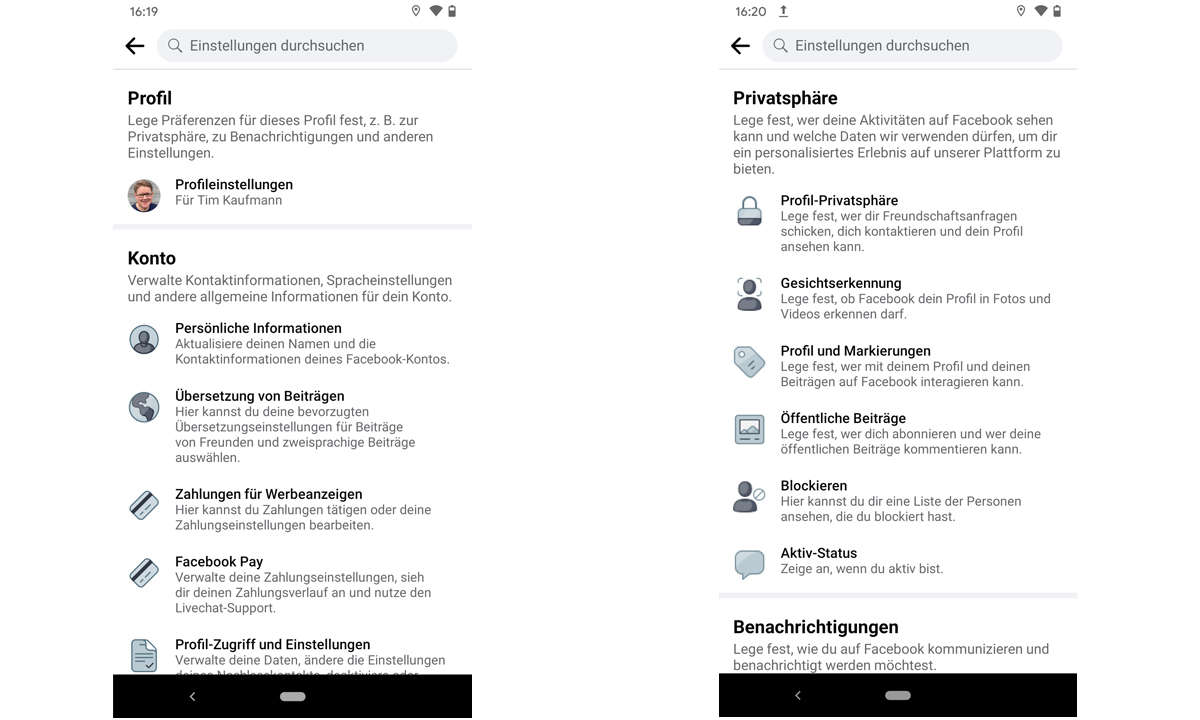 Facebook-Einstellungen